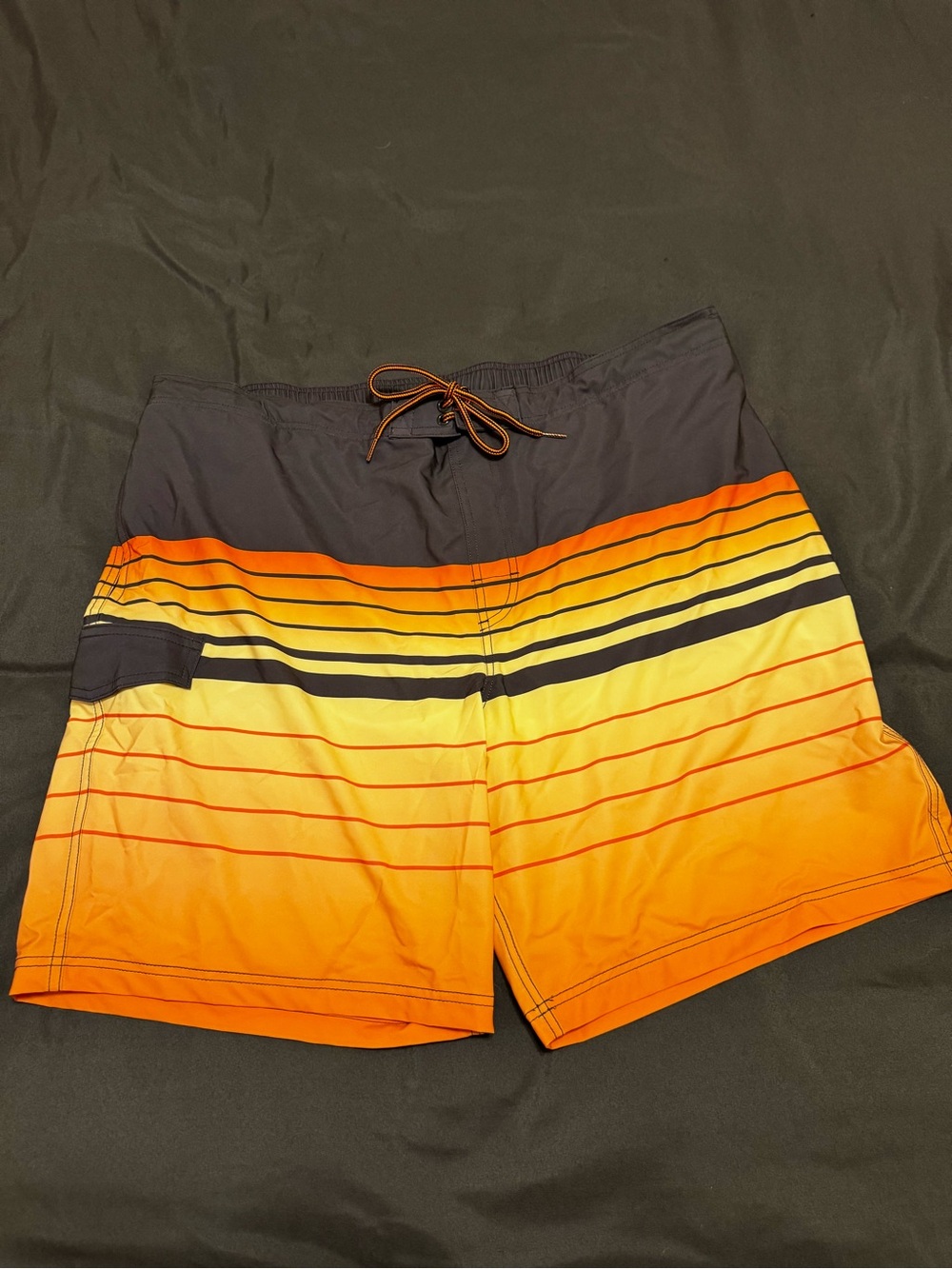 George Orange and Yellow Gradient Stripe Swim Trunks